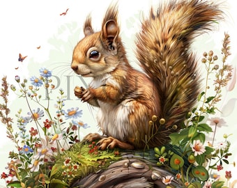 Squirrel Clipart | 10 JPG Woodland Animal Graphics (Digital Download)