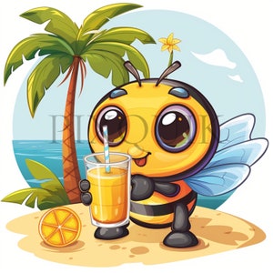 Watercolor bee clipart | 10 High Quality JPG  | Summer bee clipart | Card making, Nursery Clipart, Junk Journal, Digital Download