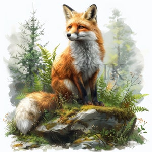 Clipart animaux des bois | Clipart renard | 10 fichiers JPG de haute qualité | Renard mignon clipart | Clipart animal de la forêt | Téléchargement numérique, fabrication de cartes