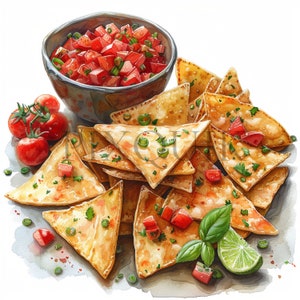 Watercolor Nachos clipart | 10 High-Quality JPGs | Nachos digital clipart |  Nachos images | Instant download | commercial Use