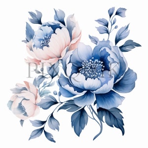 Chinoiserie bloemen clipart | 10 JPG's van hoge kwaliteit | Commercieel gebruik, Papercraft, Instant digitale download, Scrapbooking, Kaarten maken