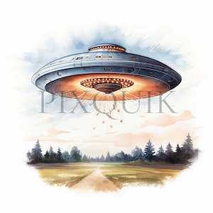 UFO Clipart | 10 High Quality JPG&#39;s | digital download | Alien Clipart | Space Art | UFO Illustration | Commercial use | Printable artwork
