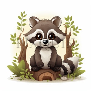 Clipart raton laveur | Clipart animaux des bois | 10 fichiers JPG de haute qualité | Clipart raton laveur mignon | Clipart animaux de la forêt | Téléchargement numérique, fabrication de cartes