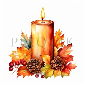 Clipart di candele autunnali / 10 JPG di alta qualità / Download digitale / Clipart di candele / Clipart autunnale / Creazione di biglietti / Artigianato di carta digitale