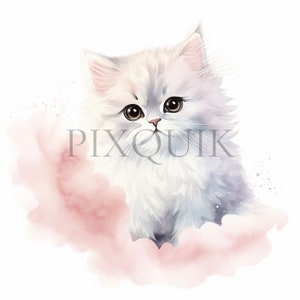 ペルシャ猫のクリップアート | 10 枚の高品質 JPG | パステルカラー | 保育園アート | デジタルダウンロード | ペルシャ子猫 | 猫好き | 即時ダウンロード
