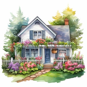 Clipart maison Cottagecore | 10 fichiers JPG de haute qualité | Téléchargement numérique | Clipart maison | Cottagecore | Aquarelle maison | Clipart ferme