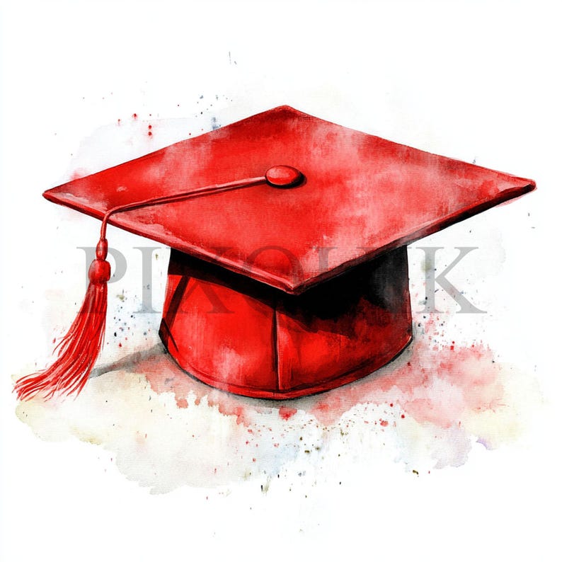 Graduation Red Cap Clipart | 10 High Quality Jpg's and PNG | Graduation ...