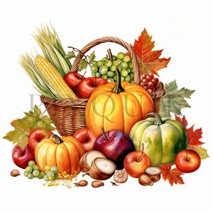 a painting of a basket of fruit and vegetables