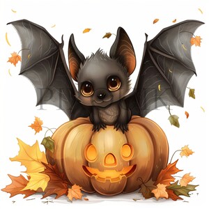 Bat In Fall Bat Clipart | Fall Bat Clipart | 10 High Quality JPG | Autumn | Instant ...