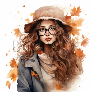 Clipart ragazza autunnale / 10 JPG di alta qualità / Download digitale / Clipart autunnale / Clipart stagione autunnale / Creazione di biglietti / Artigianato di carta digitale