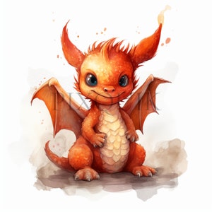 Watercolor Baby Dragon Clipart: Fantasy Graphics Bundle (Digital Download)