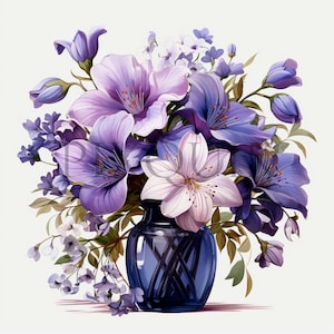 Jarrón de flores / 10 archivos JPG de alta calidad / Clipart floral imprimible / Descarga digital, alta resolución, Scrapbooking, creación de tarjetas