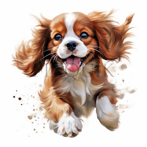 Cavalier King Charles Spaniel Clipart Watercolor Bundle / 10 JPG di alta qualità / Ritratto di cane / Cavalier King Charles JPG / Junk Journal