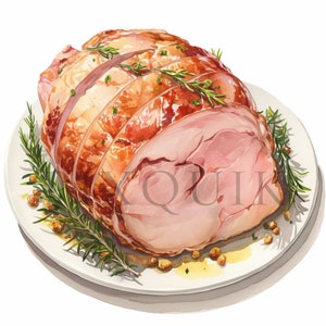 Clipart kerstham | 10 JPG's van hoge kwaliteit | Digitale download | Cartoon ham-clipart | Ham-clipart | Voedselclipart | Thanksgiving Ham Clipart