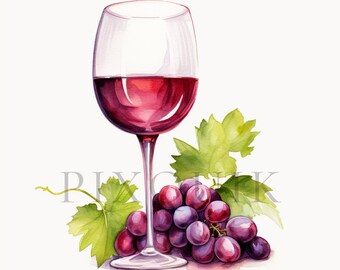 Watercolor Wine Glass Clipart | High Quality JPGs (Digital Download)