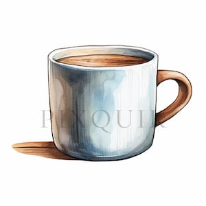 Clipart de taza de café de acuarela / 10 JPG de alta calidad / Descarga digital / Clipart de taza linda / Clipart de taza de té / Clipart de café / Clipart de taza