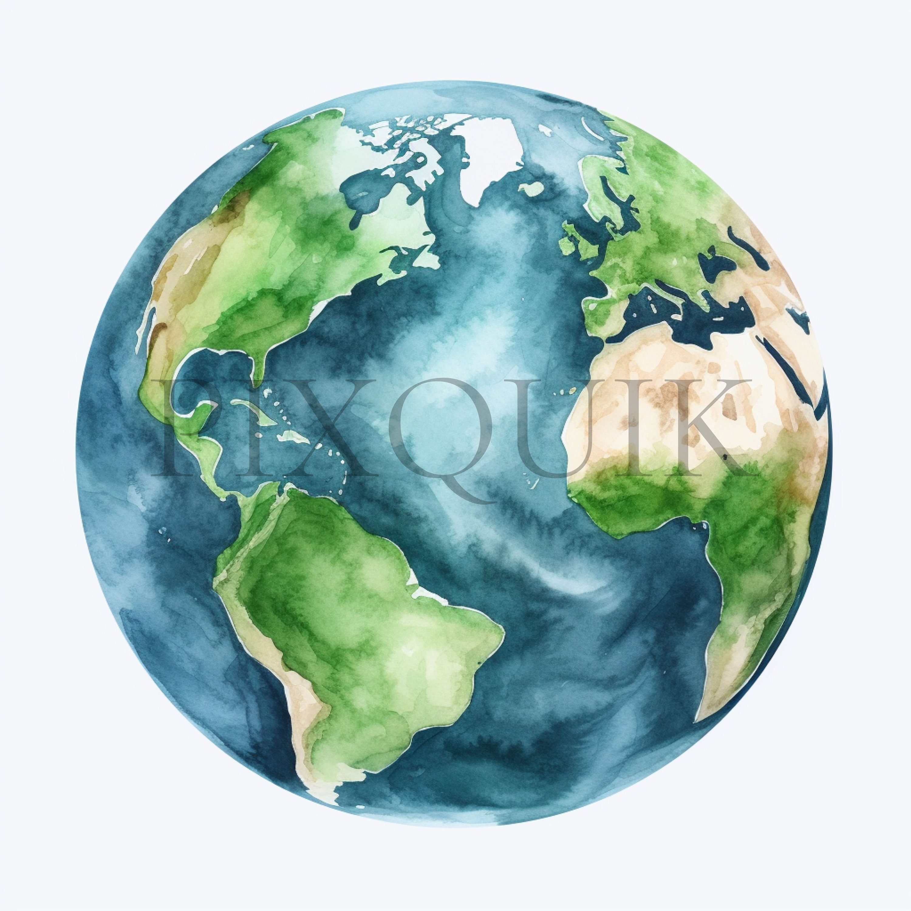 Earth Watercolor Clipart: Planet Illustrations for Scrapbooking (JPG ...