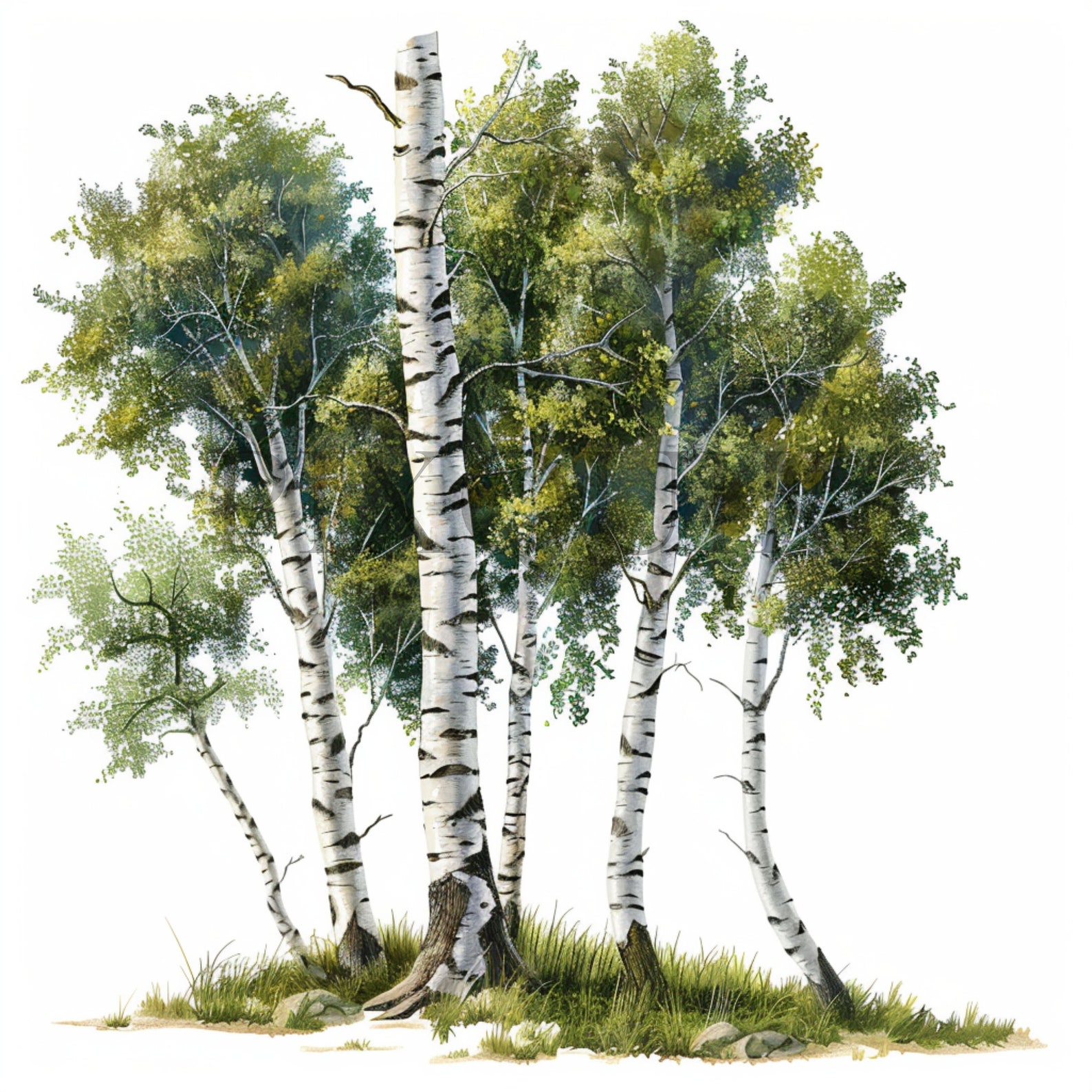 Birch Trees Clipart: Botanical JPG Art (digital Download) - Etsy