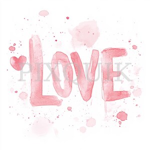 Art du mot amour pour la Saint-Valentin | 3 cliparts Saint-Valentin | Fabrication de cartes | Clipart Amour | Imprimable Saint-Valentin | Téléchargement numérique | Romantique