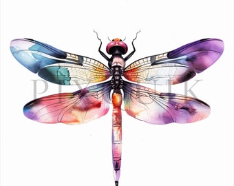 Libélula en acuarela / Arte de insectos coloridos (Descarga digital)