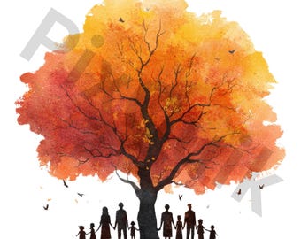 Watercolor Family Tree Clipart Set | 10 High Quality JPGs | Digital Download | Instant Download, Autumn Tree clipart | Family clipart