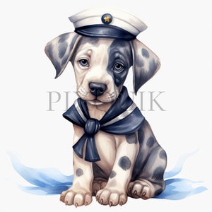 Captain Great Dane Clipart | 10 High Quality JPGs | Watercolor Dog Clipart | Dog Portrait | Great Dane Dog | Puppy Images | Instant Download