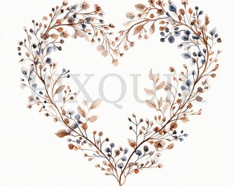 Floral Heart Wreath Clipart | Valentine's Day Card Design (Digital Download)