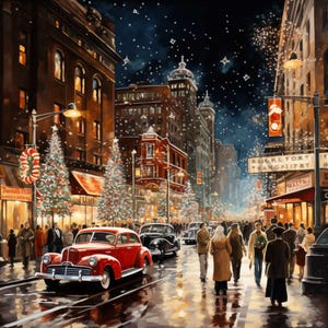 1950er Jahre Clipart | 10 hochwertige JPGs | Digitaler Download | Weihnachten Vintage Kunst | Festliche Szene | Winterlandschaft | Collage Bilder