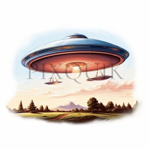 UFO Clipart | 10 High Quality JPG&#39;s | digital download | Alien Clipart | Space Art | UFO Illustration | Commercial use | Printable artwork
