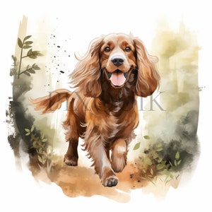 Cocker Spaniel Puppy Clipart | 10 High-Quality JPGs | Watercolor Illustration | Dog Designs, Paper Crafts | Instant Digital Download