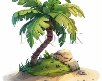Tropical Palm Tree Clipart | Beach Holiday Graphics (Digital Download)