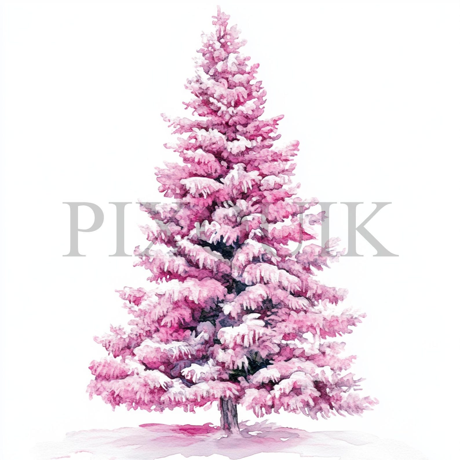 Pink Christmas Tree Clipart | Watercolor Holiday Art (digital Download ...