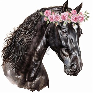Watercolor Horse Clipart | 10 High Quality JPG&#39;s and PNG | Floral Horse Clipart | Horse Art | Digital Download | Farm Animal, Card Making