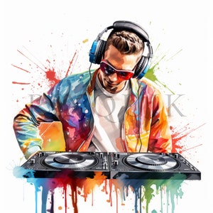 Clipart DJ | 10 fichiers JPG de haute qualité | Téléchargement numérique | Clipart musicien | Clipart musique | Mixeur Clipart | Table de mixage DJ des cliparts | Disc-jockey