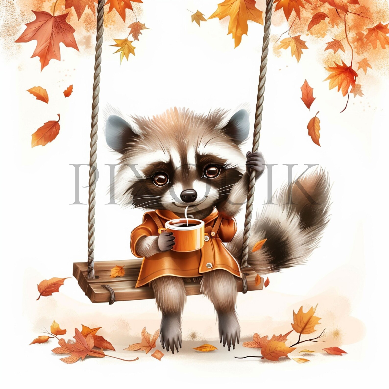 Cute Raccoon Fall Clipart | Nursery Art, Card Making (JPG) - Etsy