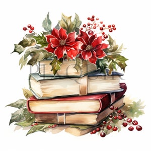 Clipart di libri per le vacanze / 10 JPG di alta qualità / Download digitale / Clipart di pile di libri / Disegni di libri / Arte di lettura per le vacanze / Stampe digitali