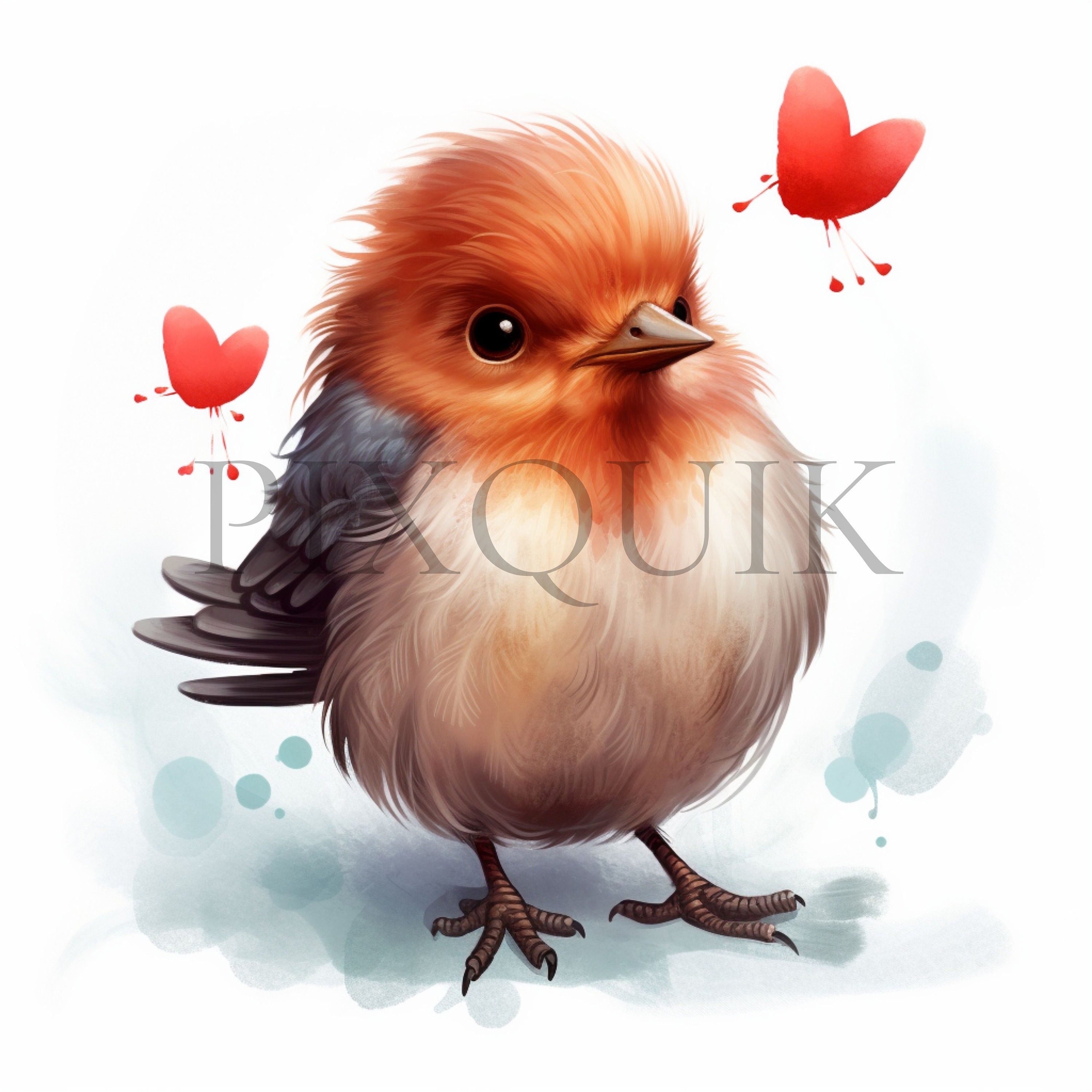 Valentine Robin Bird Clipart | Cute Love Bird Jpgs (digital Download ...