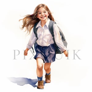 school girl clipart | 10 High Quality JPGs | Digital Download | student girl clipart | Paper craft | Card Making | Educational clipart