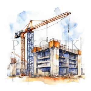Baustelle Clipart | 10 hochwertige JPGs | Digitaler Download | Kinderzimmer Kunst | Baumaschinen | Kartengestaltung | Digitales Papiermodell