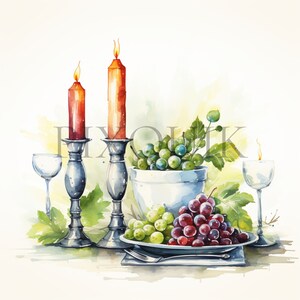 Clipart Shabbat / 10 JPG di alta qualità / Arte Shabbat / Candele Shabbat / Tradizionale ebraico / scrapbooking, Download digitale