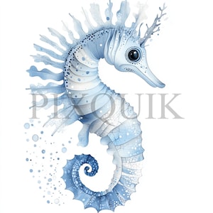 Zeepaardje-clipart | 10 JPG- en PNG-bestanden | Kaarten maken | Digitale papierkunst | Aquarelkunst | Illustratie zeeleven, zeedier