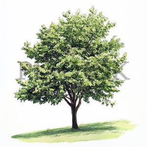 Clipart Arbre sycomore | 10 fichiers JPG | Fabrication de cartes | Artisanat numérique en papier | Aquarelle | Conception d'arbres naturels, illustration de la forêt