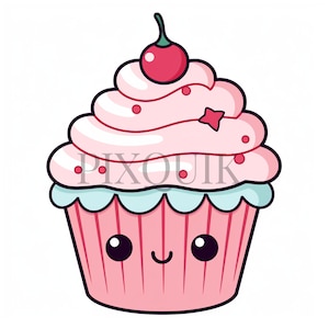Clipart Cupcake aquarelle - 10 fichiers JPG de haute qualité | Clipart Cupcake | Téléchargement numérique | Clipart imprimable de petit gâteau | Cupcake aquarelle