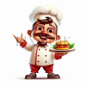 Koch Clipart | 10 hochwertige JPG | Koch Illustration | Küchenchef | Sofortdownload | Junk Journal, Kommerzielle Nutzung