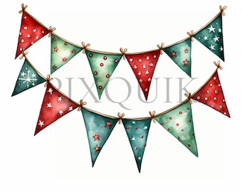 Wimpelkette Clipart | Festliche Girlanden-JPGs (Digital Download)