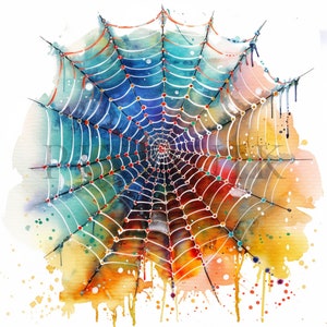 Clipart toile d'araignée aquarelle | 10 fichiers JPG de haute qualité | Téléchargement numérique | Araignée | Fabrication de cartes | Créations numériques en papier | Images de scrapbooking