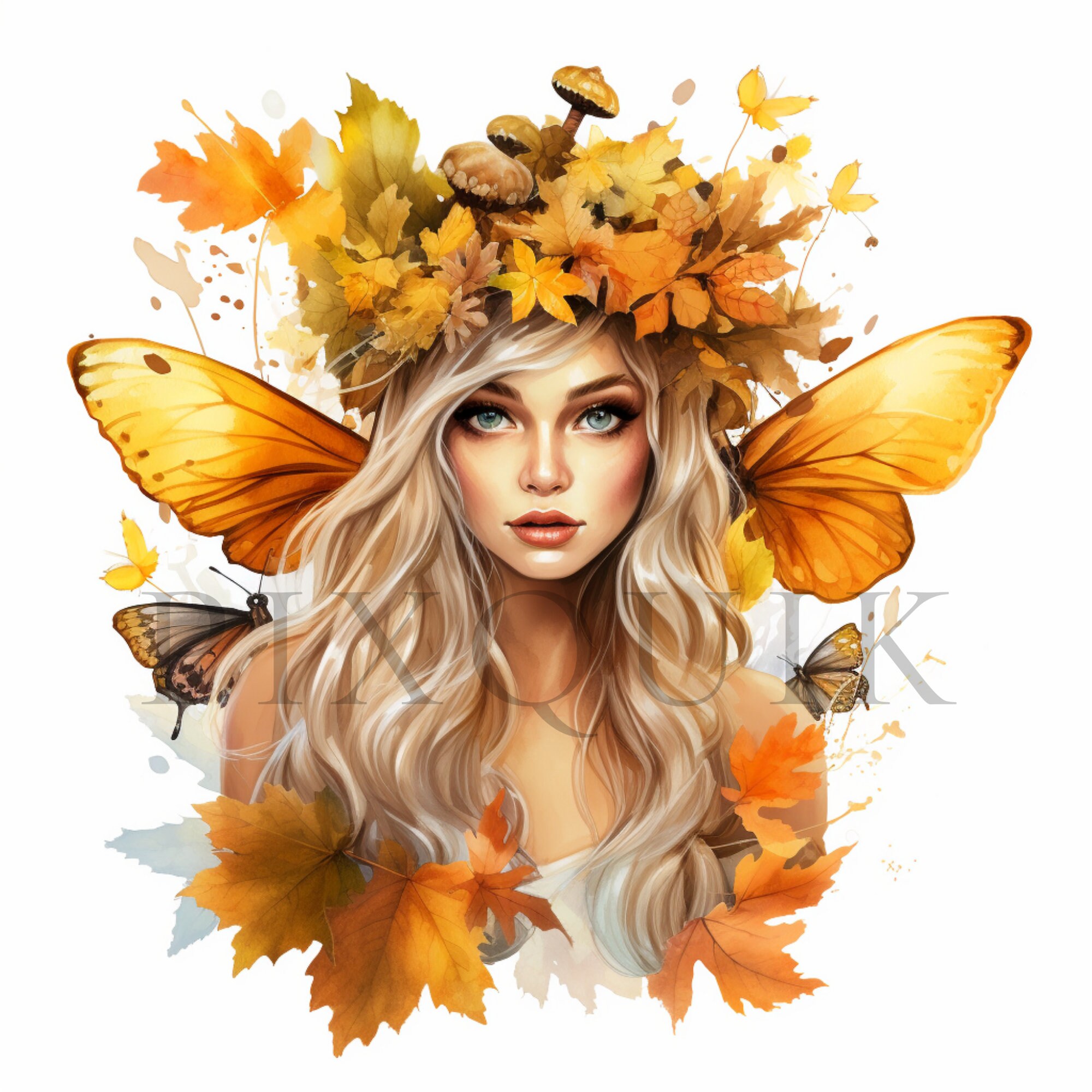 Autumn Fairy Clipart | Fall Leaves, Butterfly Wings (digital Download ...
