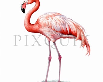 Watercolor Flamingo Clipart | Tropical Bird Art (Digital Download)