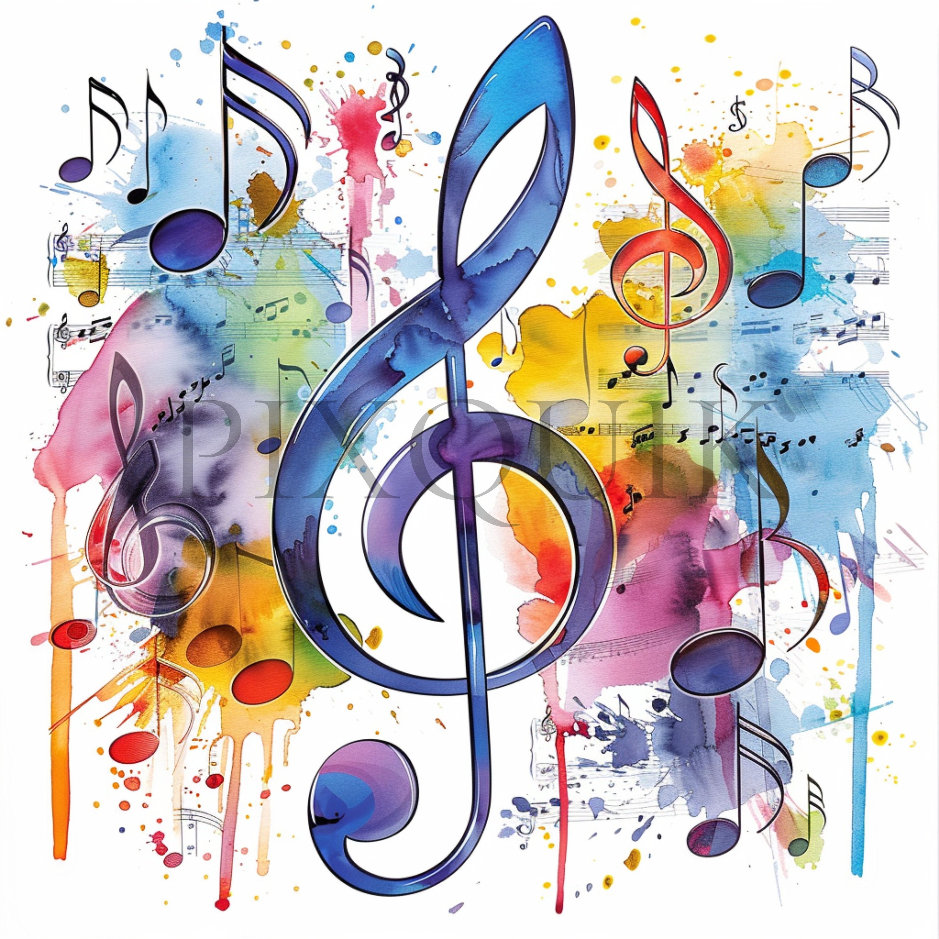 Watercolor Music Notes Clipart | High Resolution Jpgs (digital Download ...