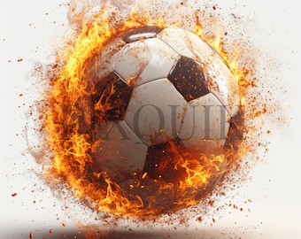 Soccer Ball On Fire | Clipart Bundle | 10 JPG&#39;s | Soccer Ball Clipart | Commercial Use | 10 High-Quality JPG&#39;s